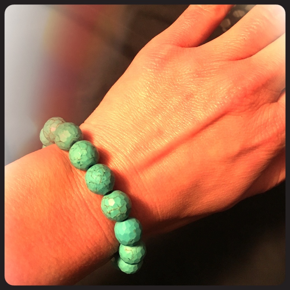 Handcrafted simulated turquoise bracelet